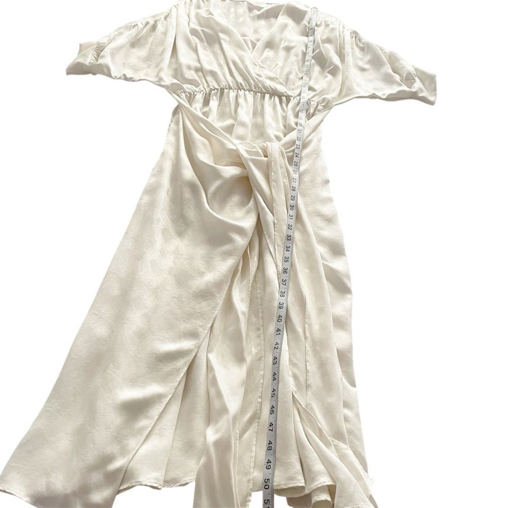 Callahan Sami Dress in Cream Satin Wrap Midi Elegant Minimalist Resort Chic M - Picture 7 of 13